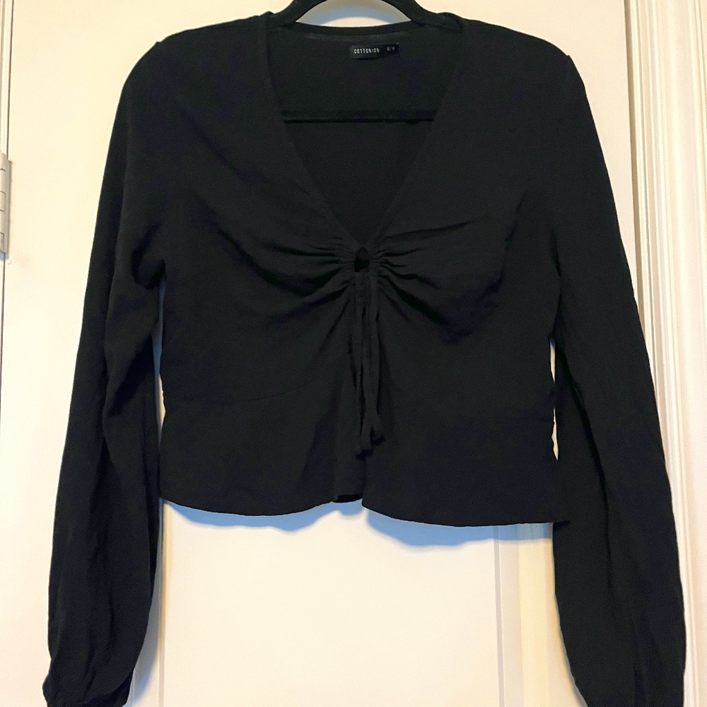 Cotton On | Black Lace Up Top